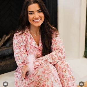 Festive Pink Santa Women's Pajama Set